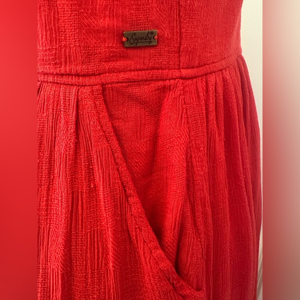 Superdry Red Jayde Front Tie Up Criss Cross Back Midi Dress (Size 6) - Picture 8 of 13
